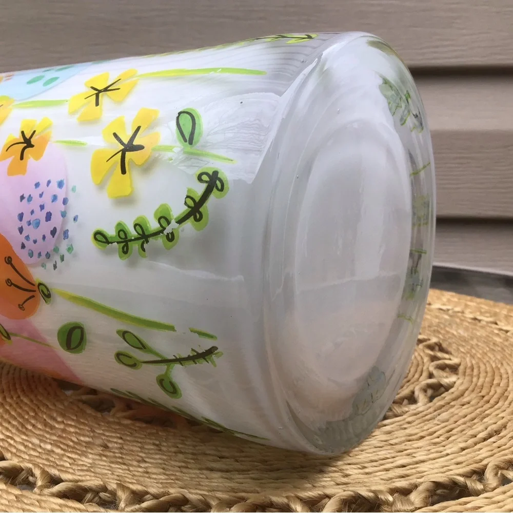 Gorgeous Floral Patterned Vintage Glass Vase